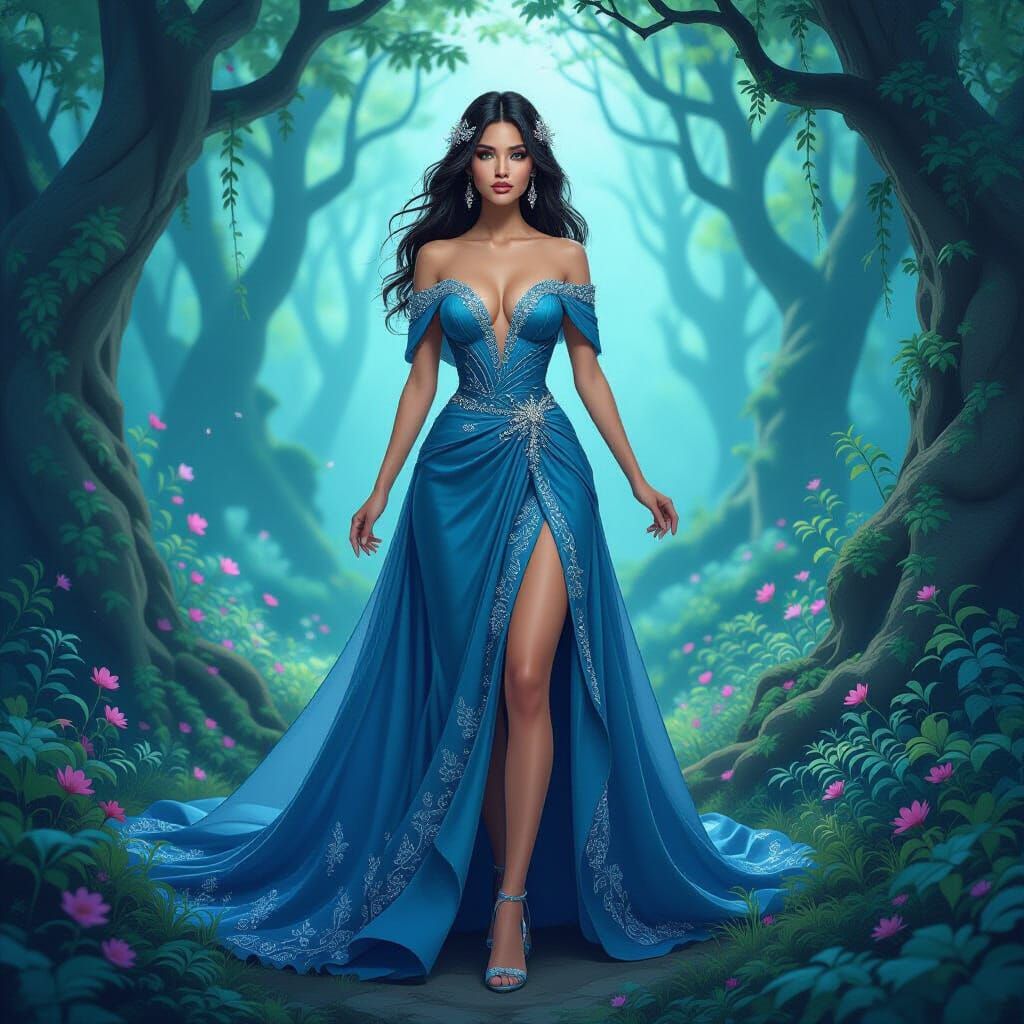 Fantasy Woman in Mystical Forest