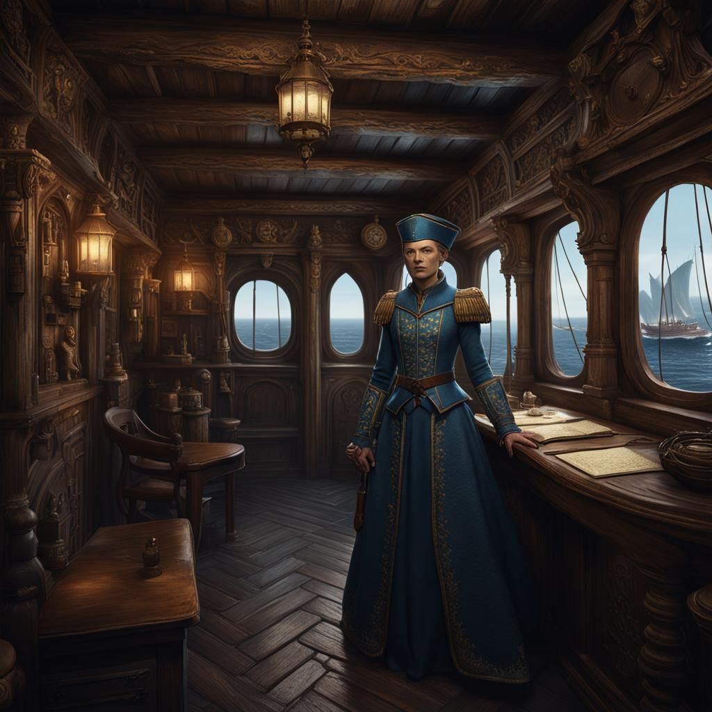 Medieval Dark Fantasy: French Woman Ship Officer