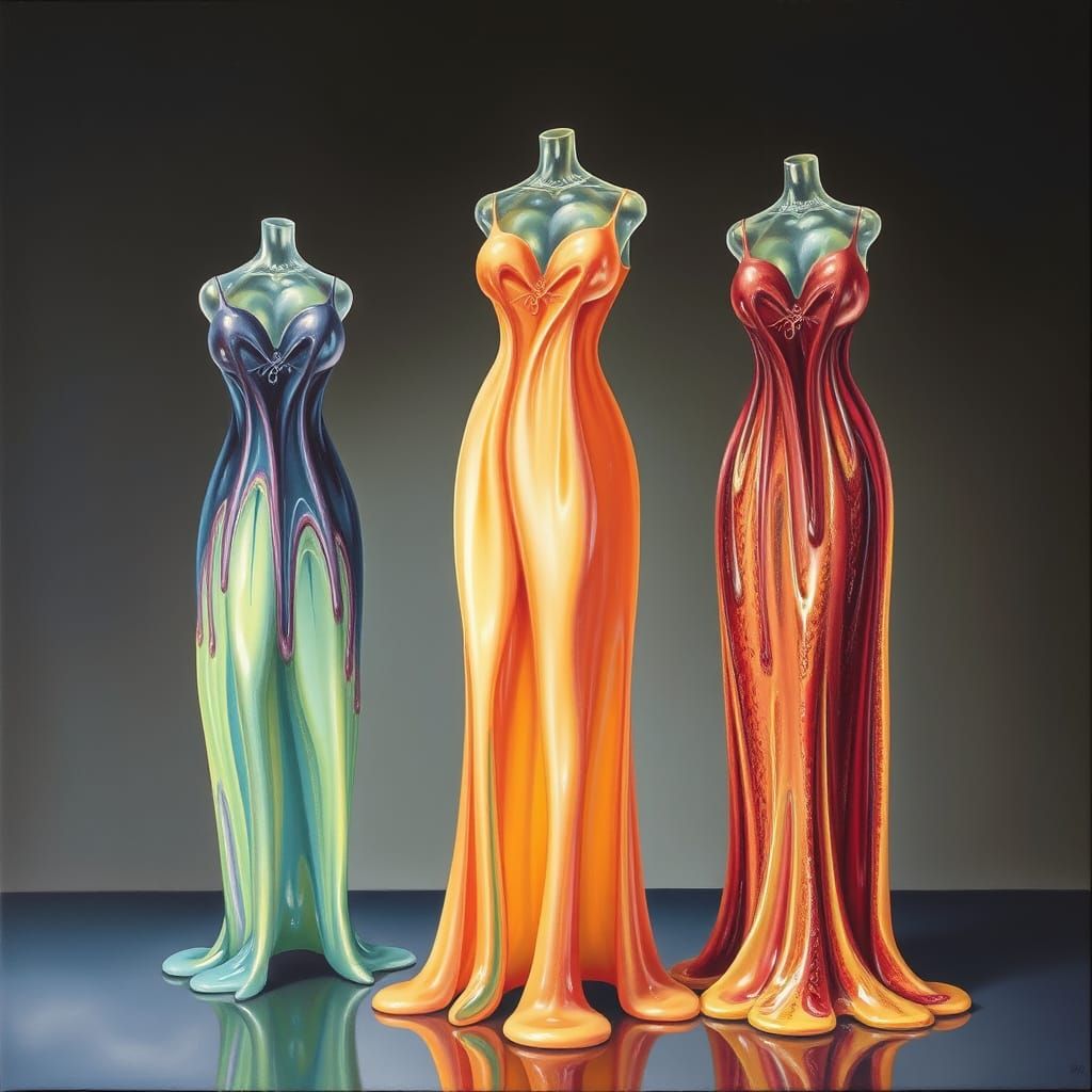 Surreal Melted Glass Dresses in Dali Style
