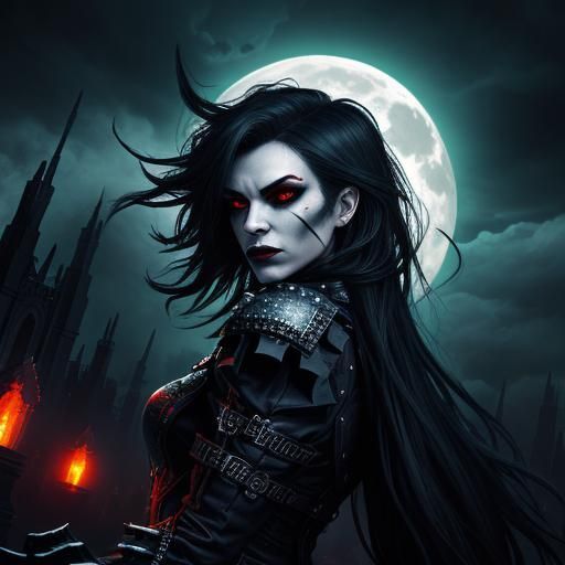 Tribal Punk Vampire in Pixel Art Cemetery