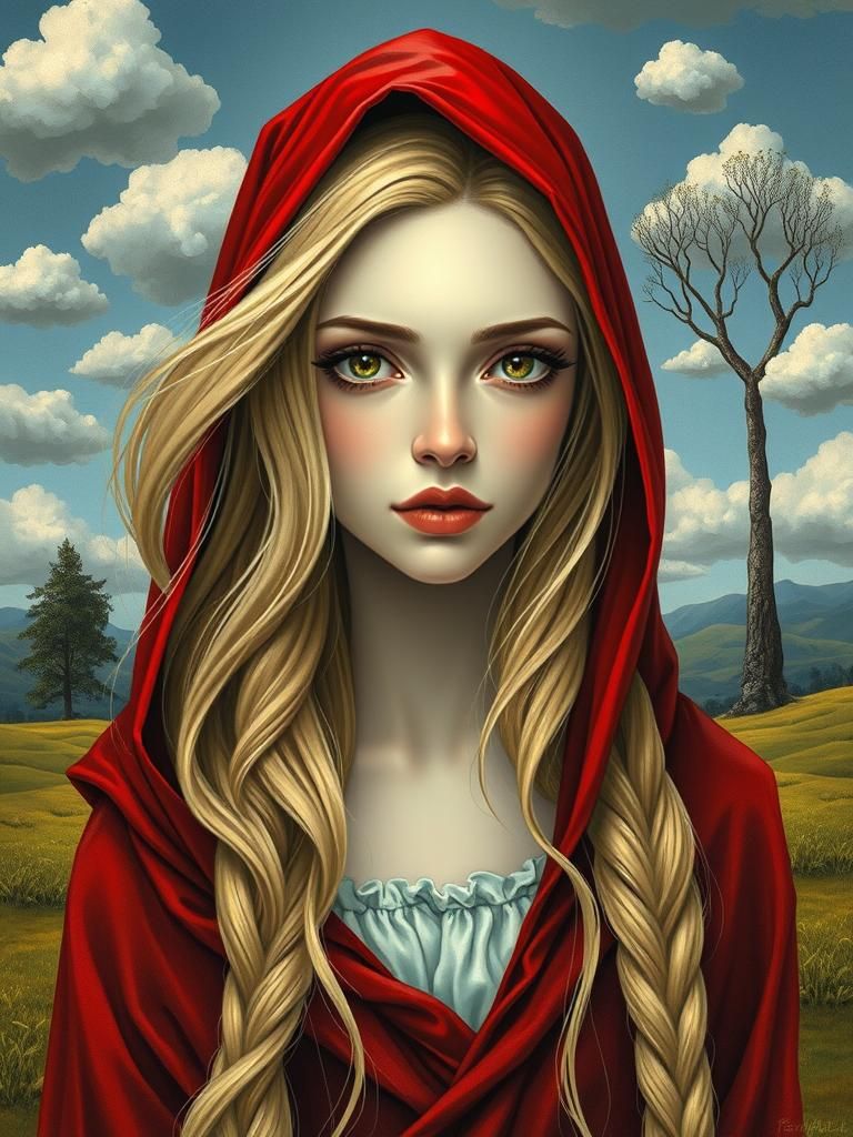 Snow White Rapunzel Hybrid in Magritte Style
