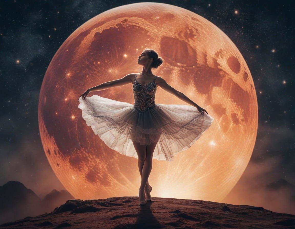Ethereal Cosmic Dancer on Blood Moon
