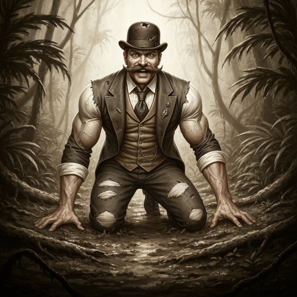 Edwardian Gentleman Explorer in Jungle, Frazetta Style