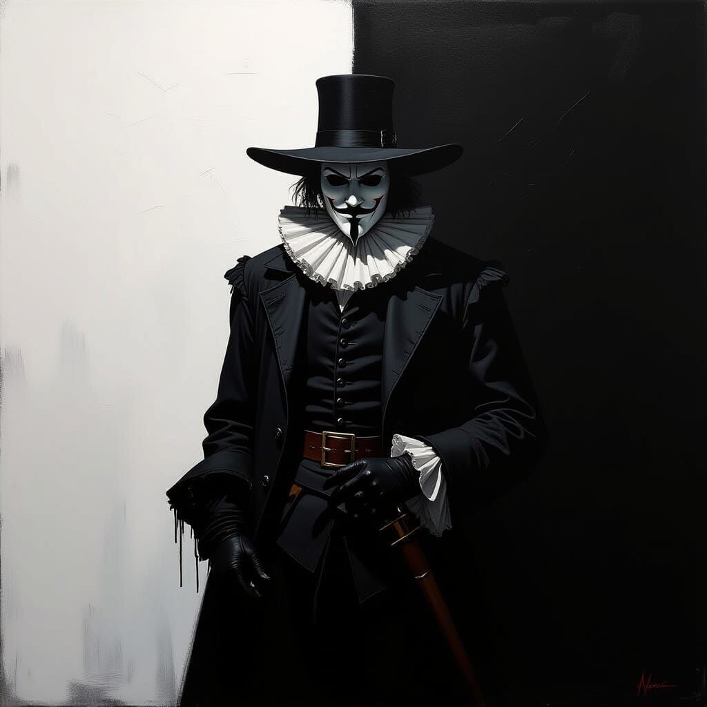 Sinister 17th Century Figure in Dramatic Oil Painting Style