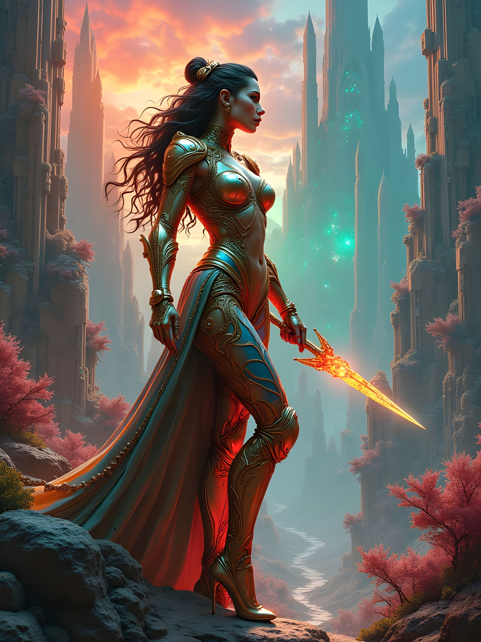 Biomechanical Woman in Cubist Nightmare, 8K Cinematic