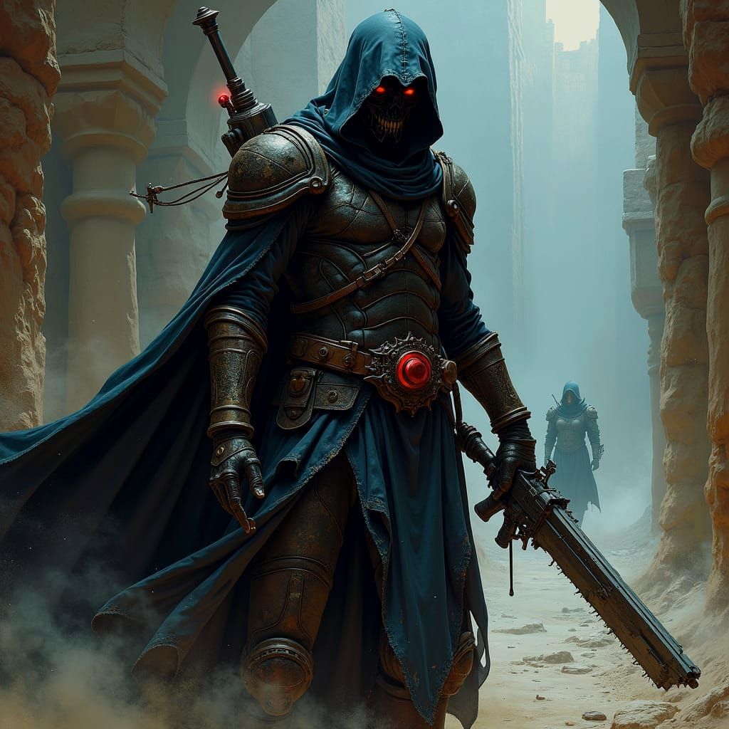 Space Assassin in Dark Science Fiction Style