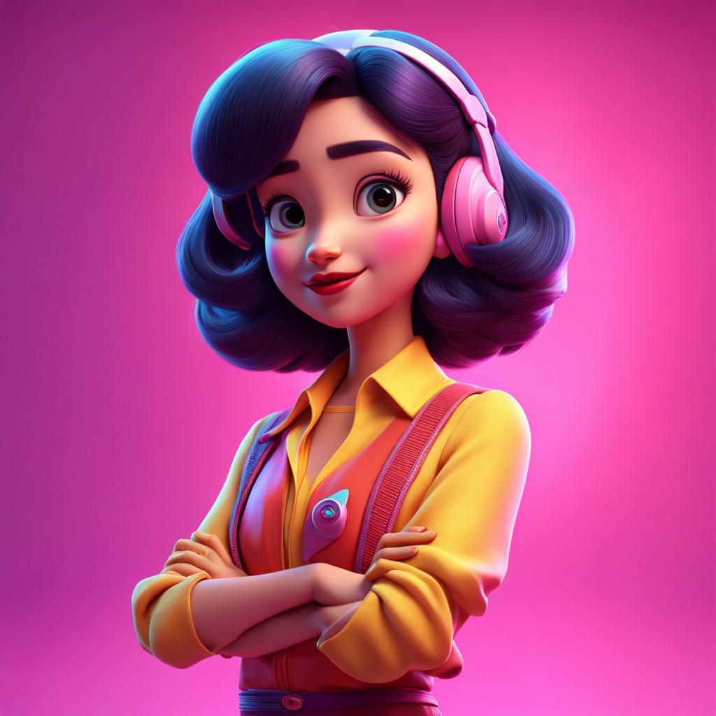 Beautiful 80s Girl: Pixar-Style 3D Digital Art