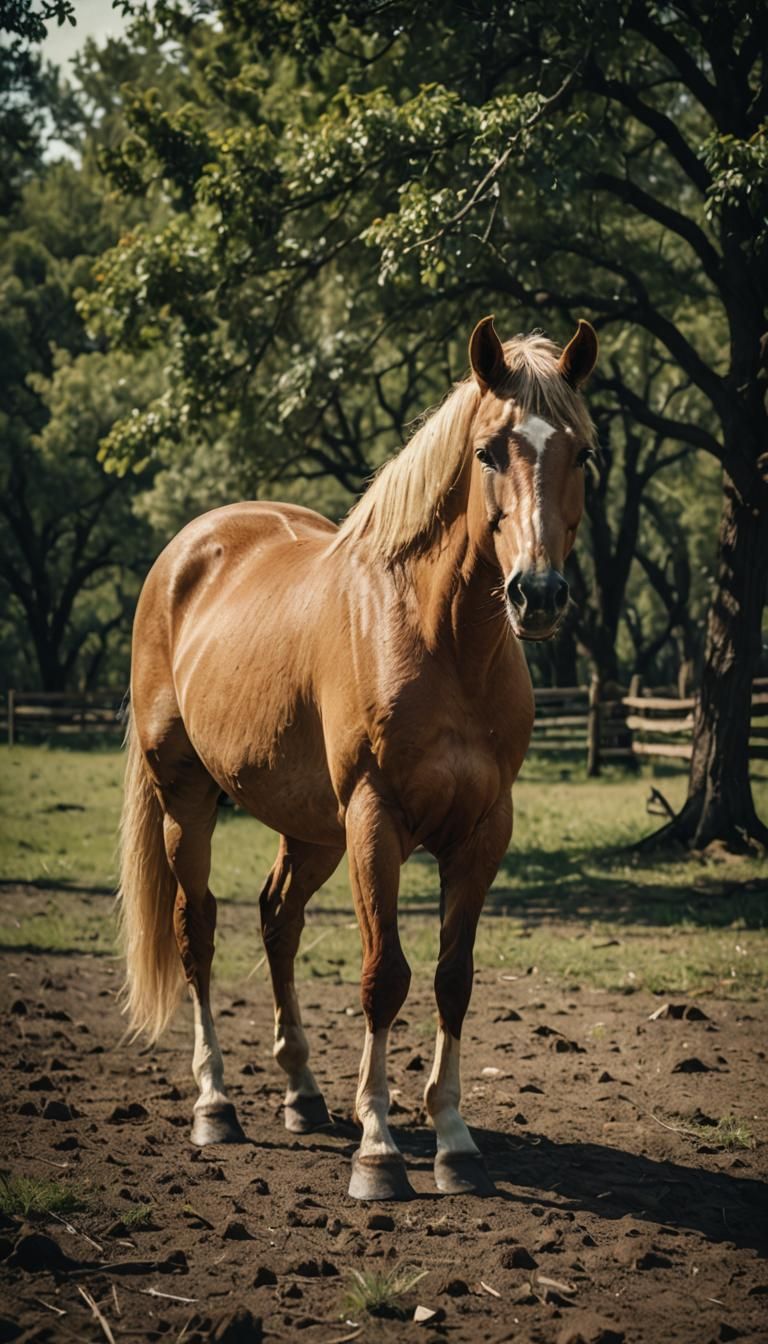 Cinematic Palomino Horse Film Still