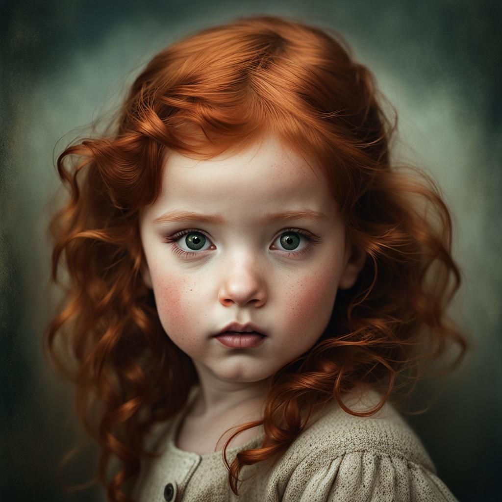 Charming Portrait of Freckled Redhead Toddler