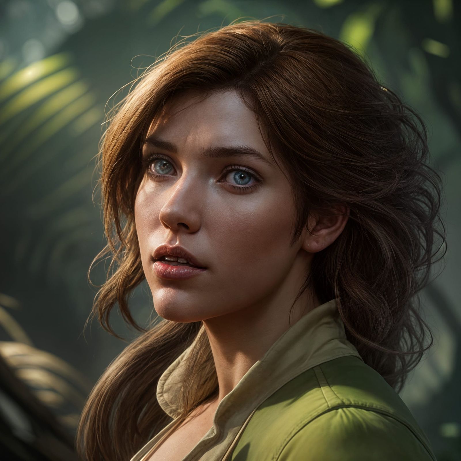 Hyperrealistic Portrait of Jane Porter in Action