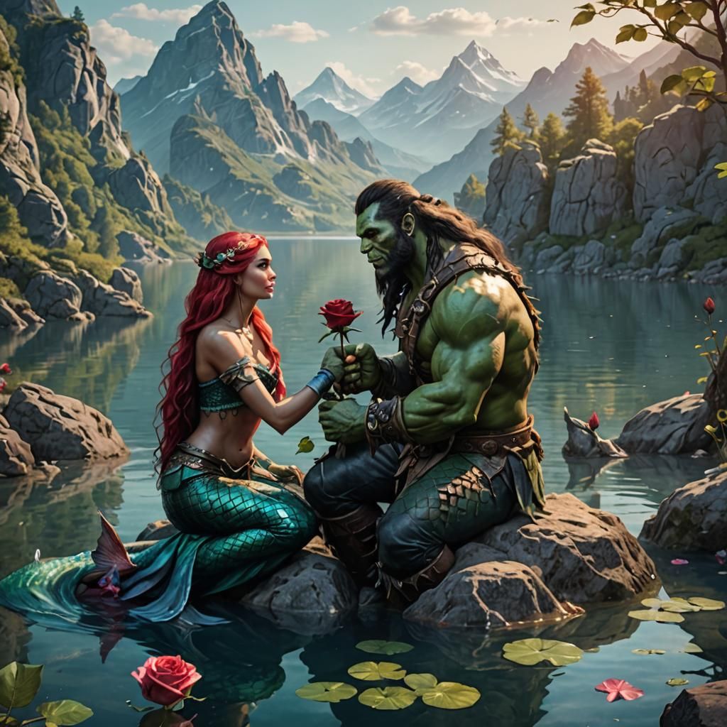Orc Warrior's Lakeside Gift for Mermaid