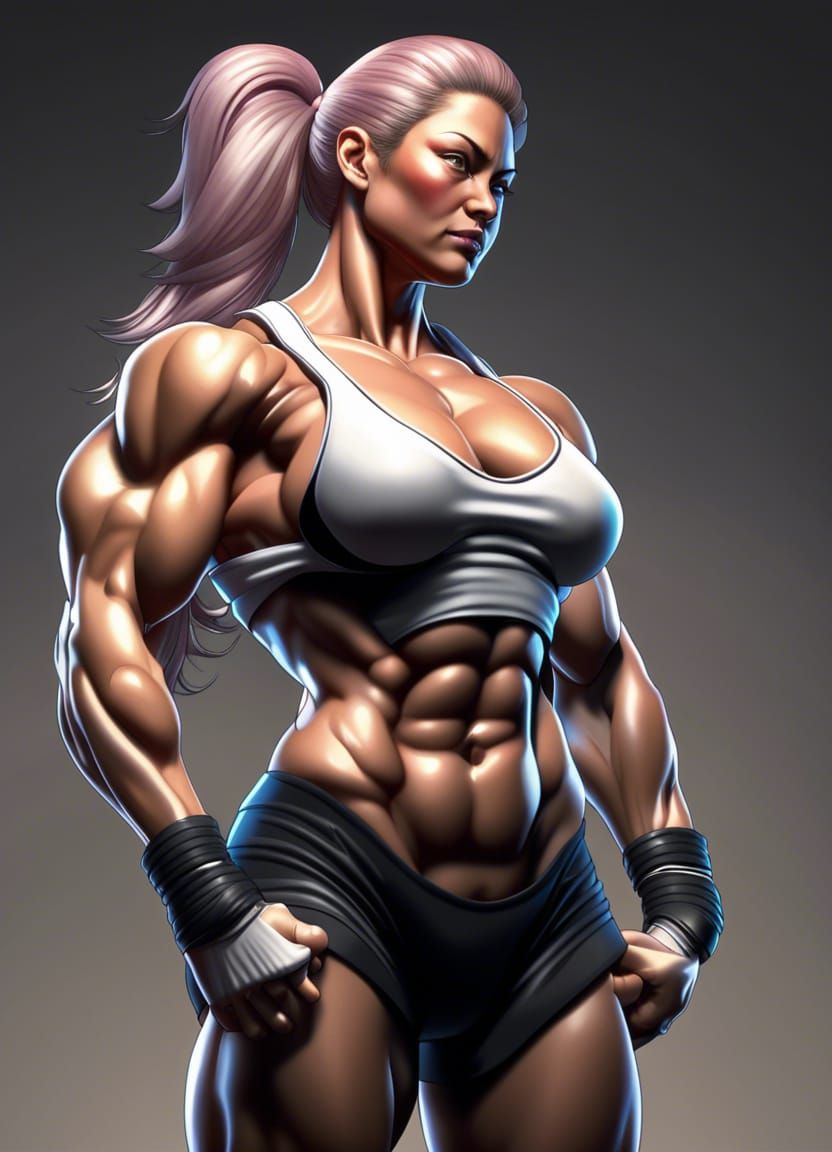 Female Bodybuilder as Digital Illustration