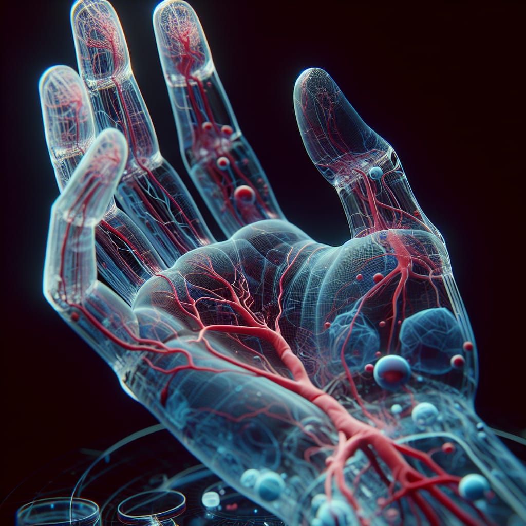Detailed Transparent Human Hand Model in Photorealistic Styl...