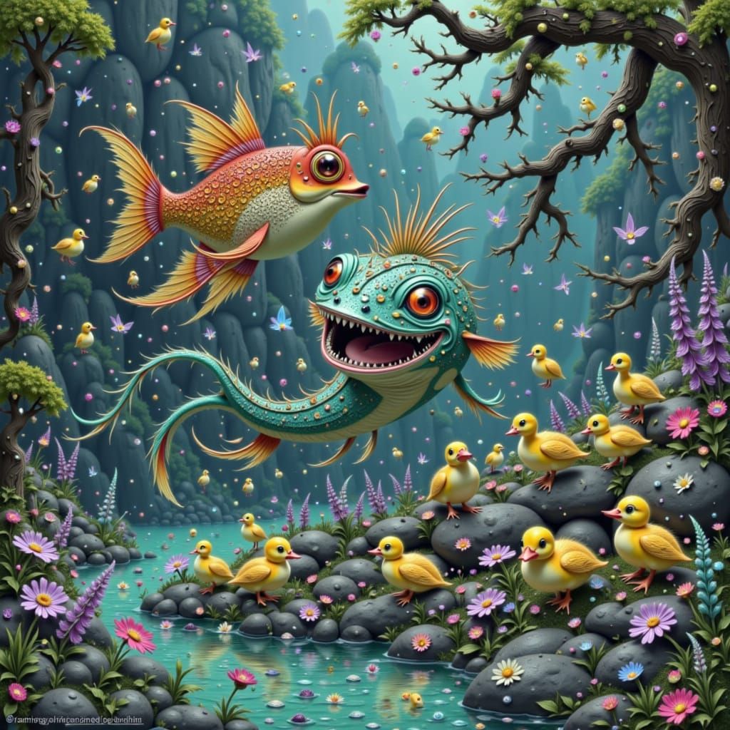Sea Monster in Bunny Bay: Whimsical Fantasy