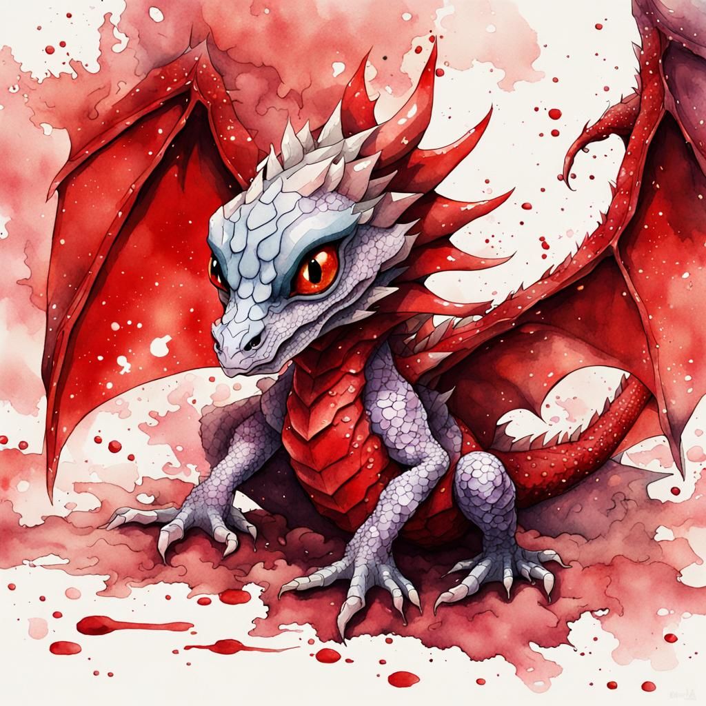 Red Dragon Hatchling in Anime Style