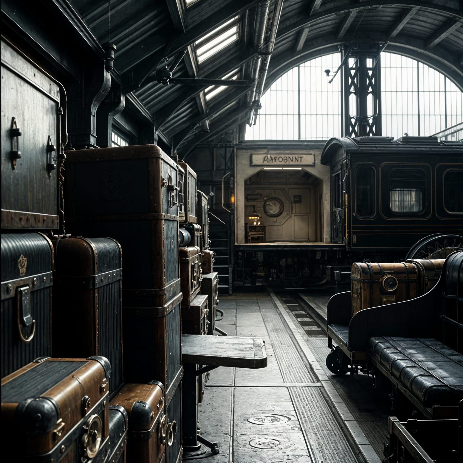 Steampunk Train Station in Cinematic Lighting
