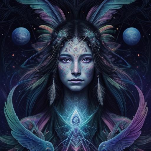 Astral Centaur Warrior in Mixed Media Illustration