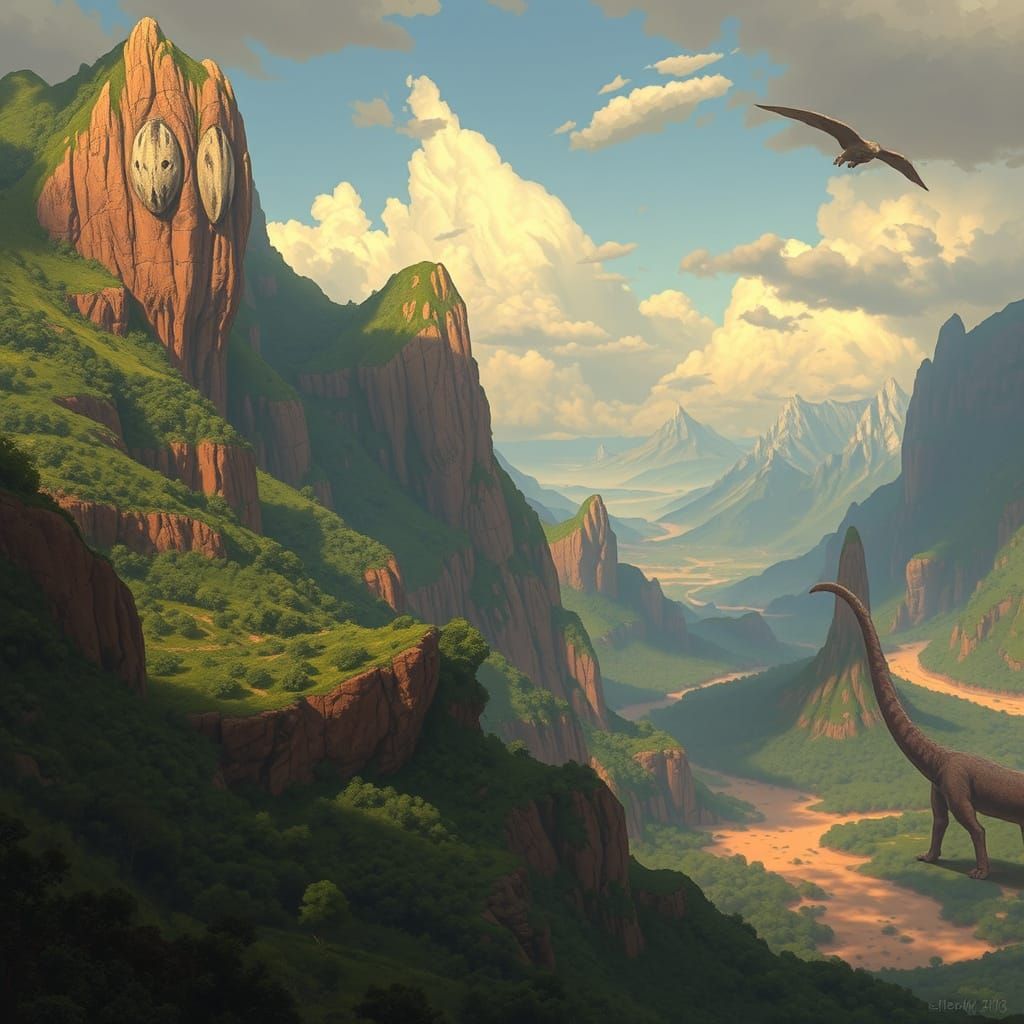 Gondwana: Ancient Supercontinent in Retro Sci-Fi Style