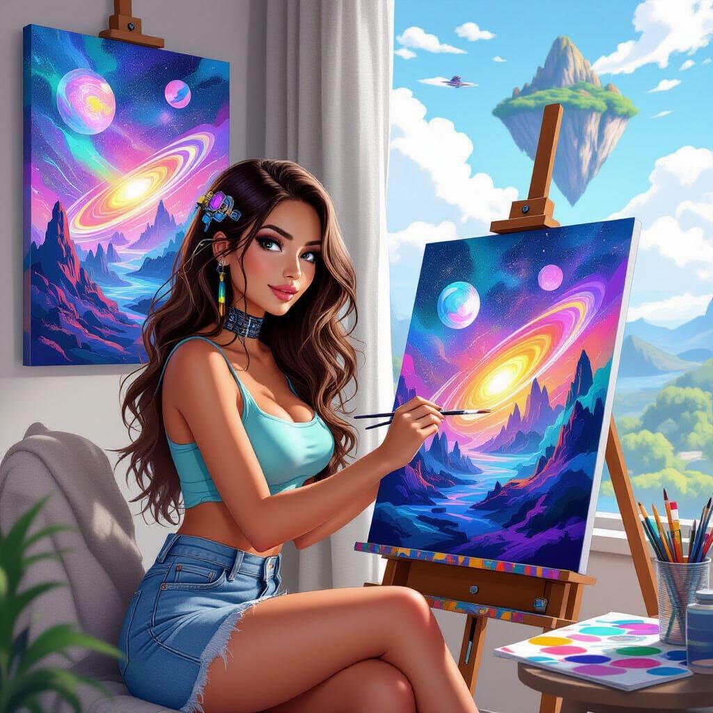 Cyborg Artist Paints Surreal Space Art