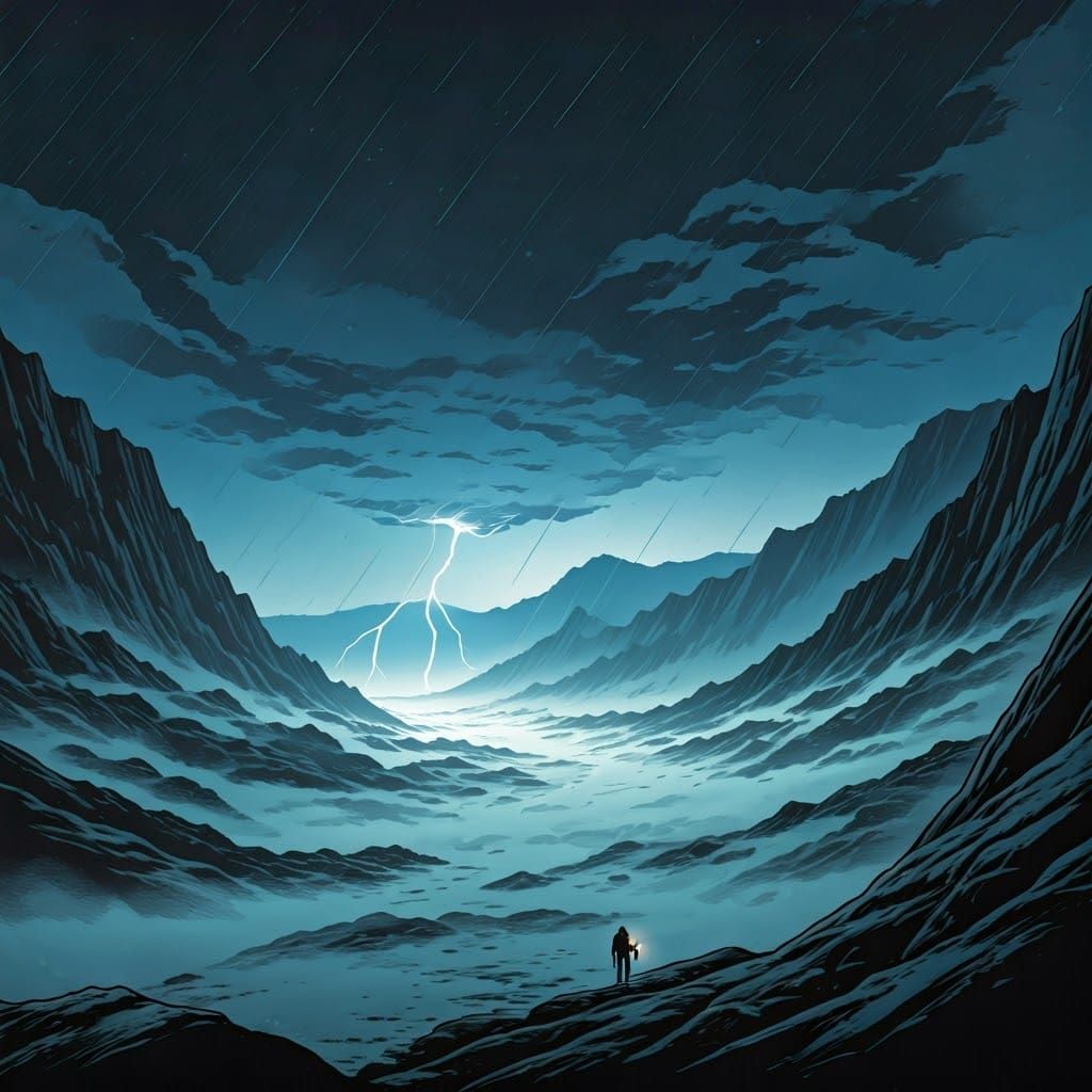 Stormy Valley in Comic Book Style