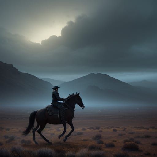 Majestic Horse Gallops Through Desolate Landscape