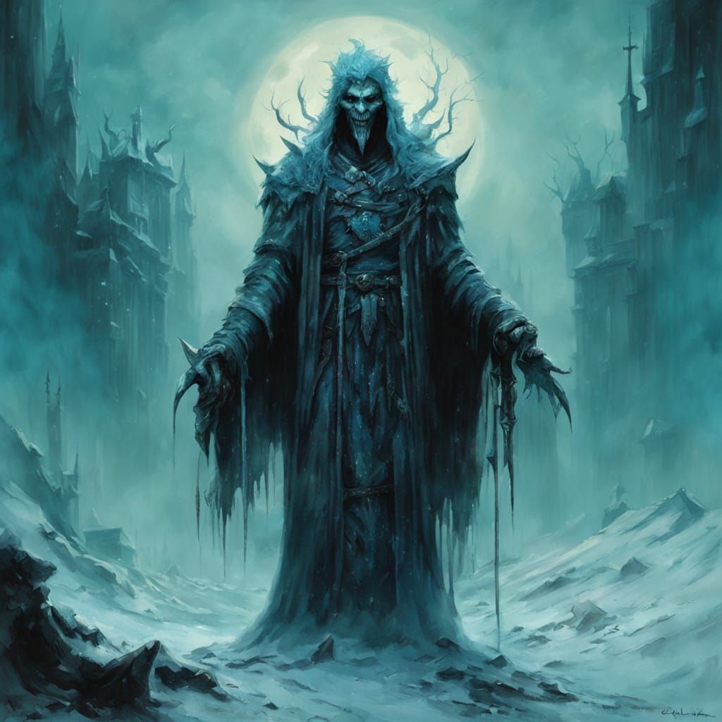 Scandinavian Winter Warlock in Dark Mystical Style