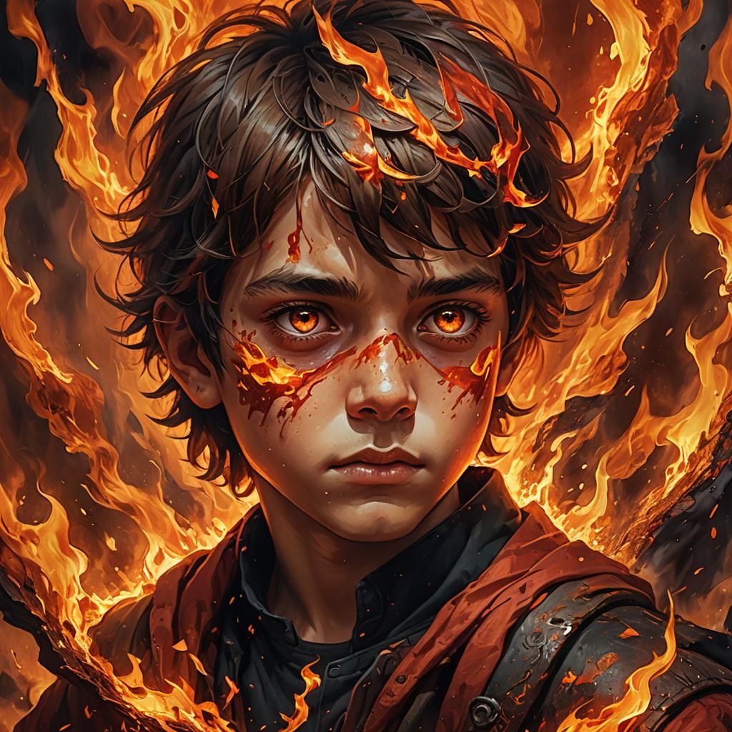 Boy Portrait Shimmers with Warmth and Fire