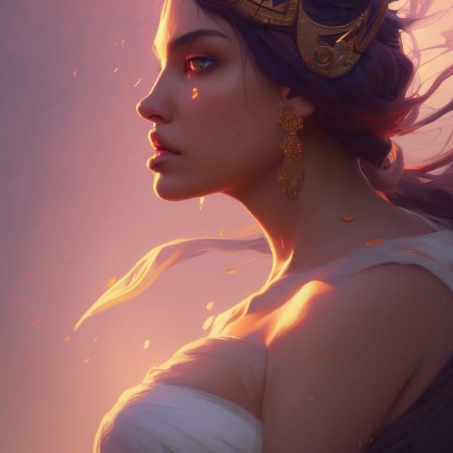 Empress of Sunrise Portrait in Hyperdetailed Style