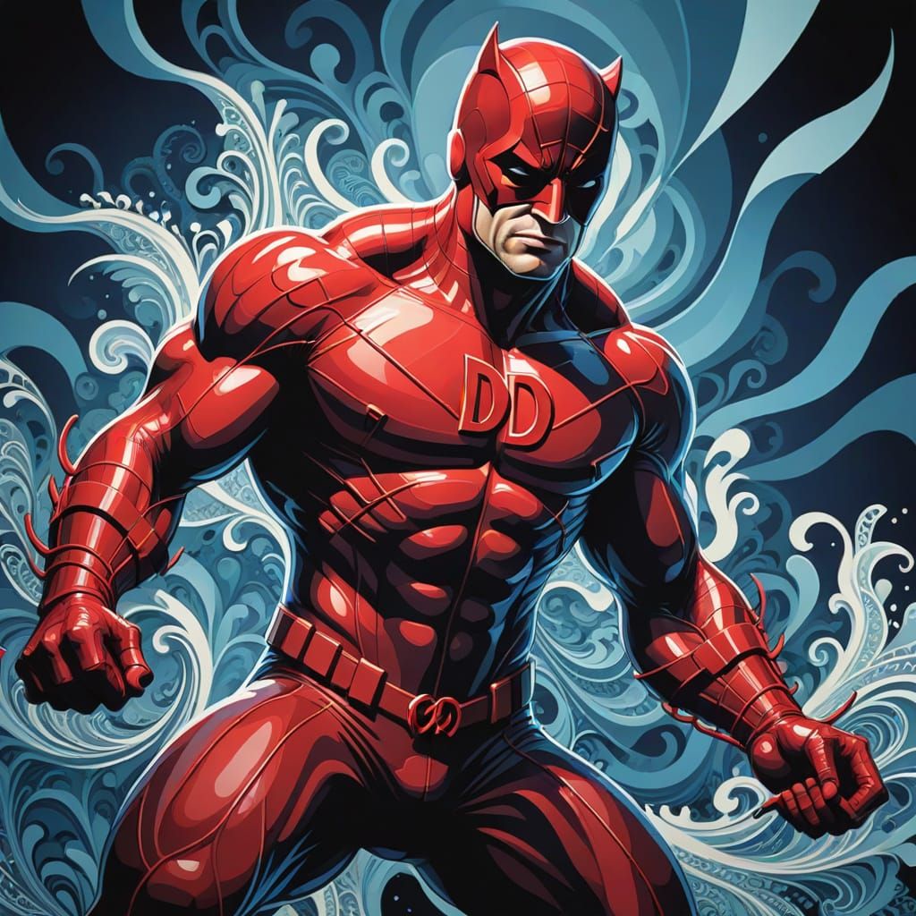 Abstract Fractal Wave Function in Gouache Painting Style