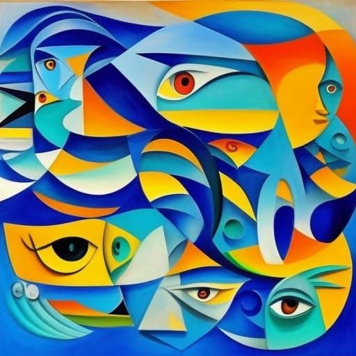 Abstract Women Collage in Picasso Style