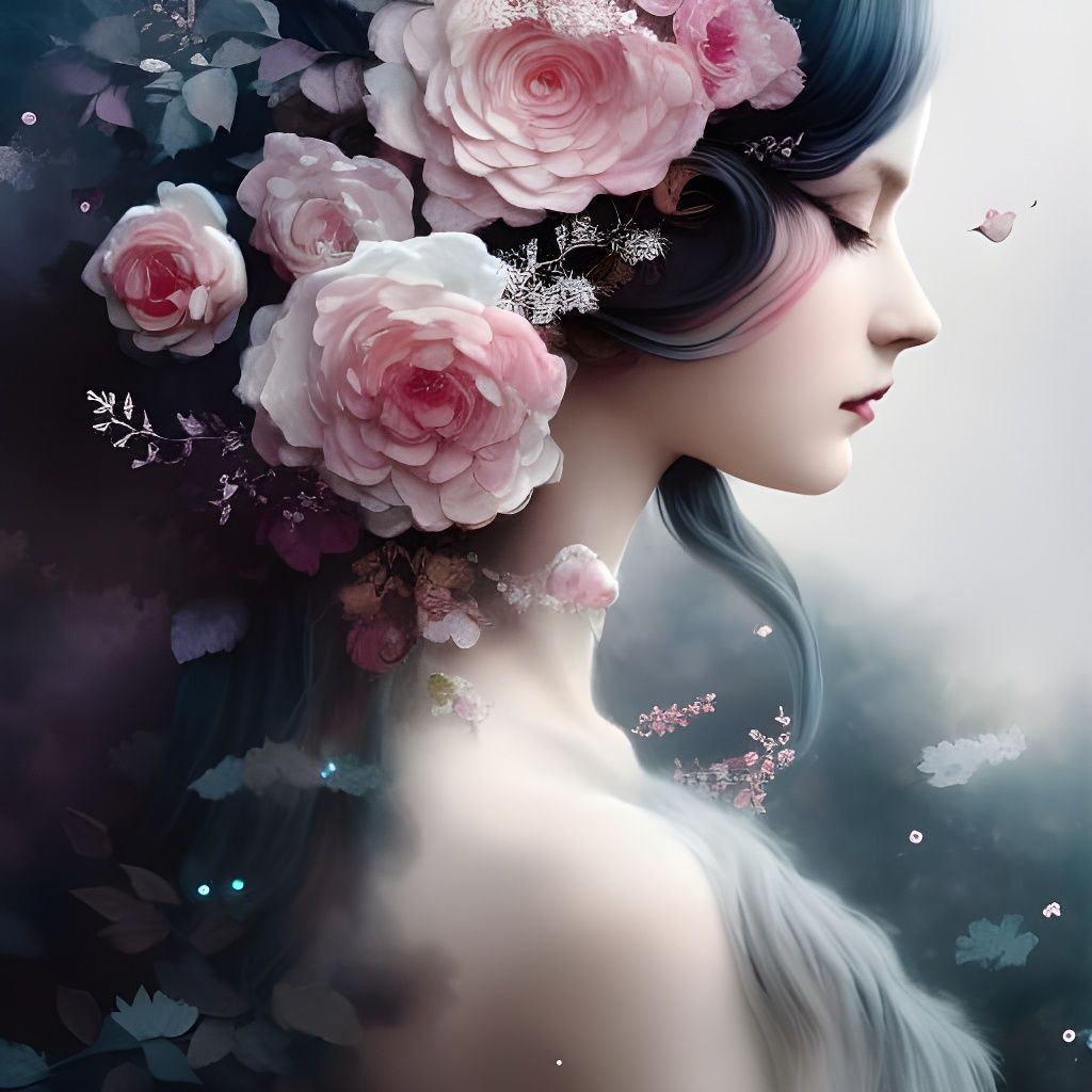 Fairy Girl with Roses: Neo-Victorian Collage Art