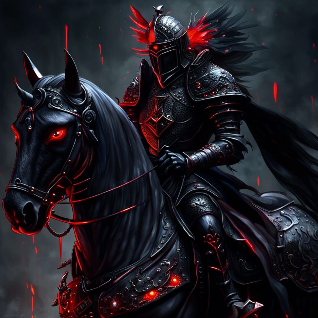 Creepy Black Knight Sentinel on Horse