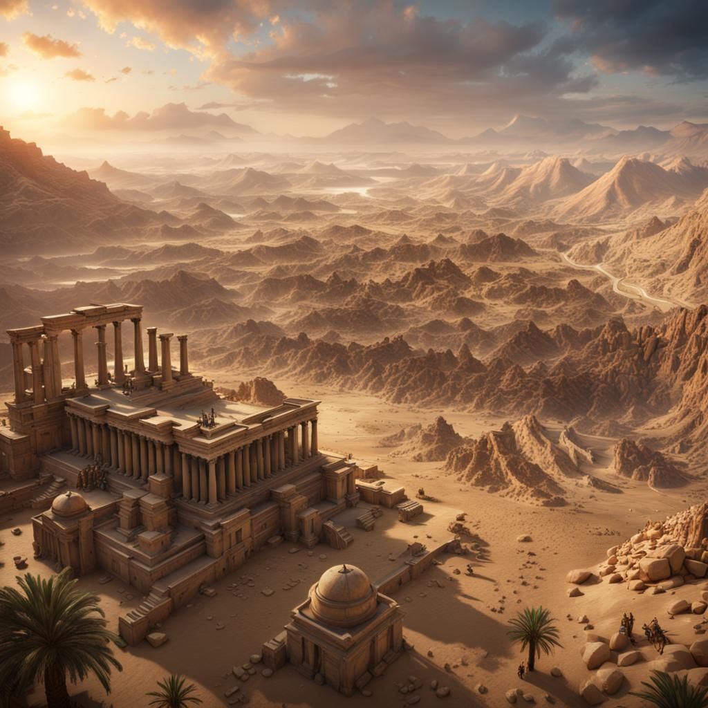 Ancient Armies Clash on Battlefield: Detailed Matte Painting