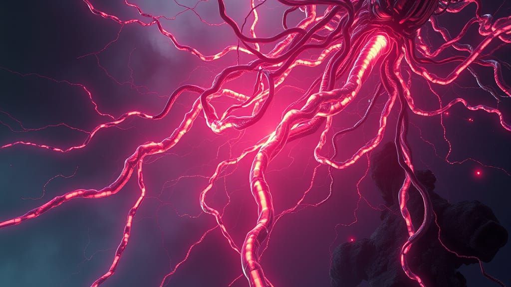 Biomechanical Veins in Neon Hues