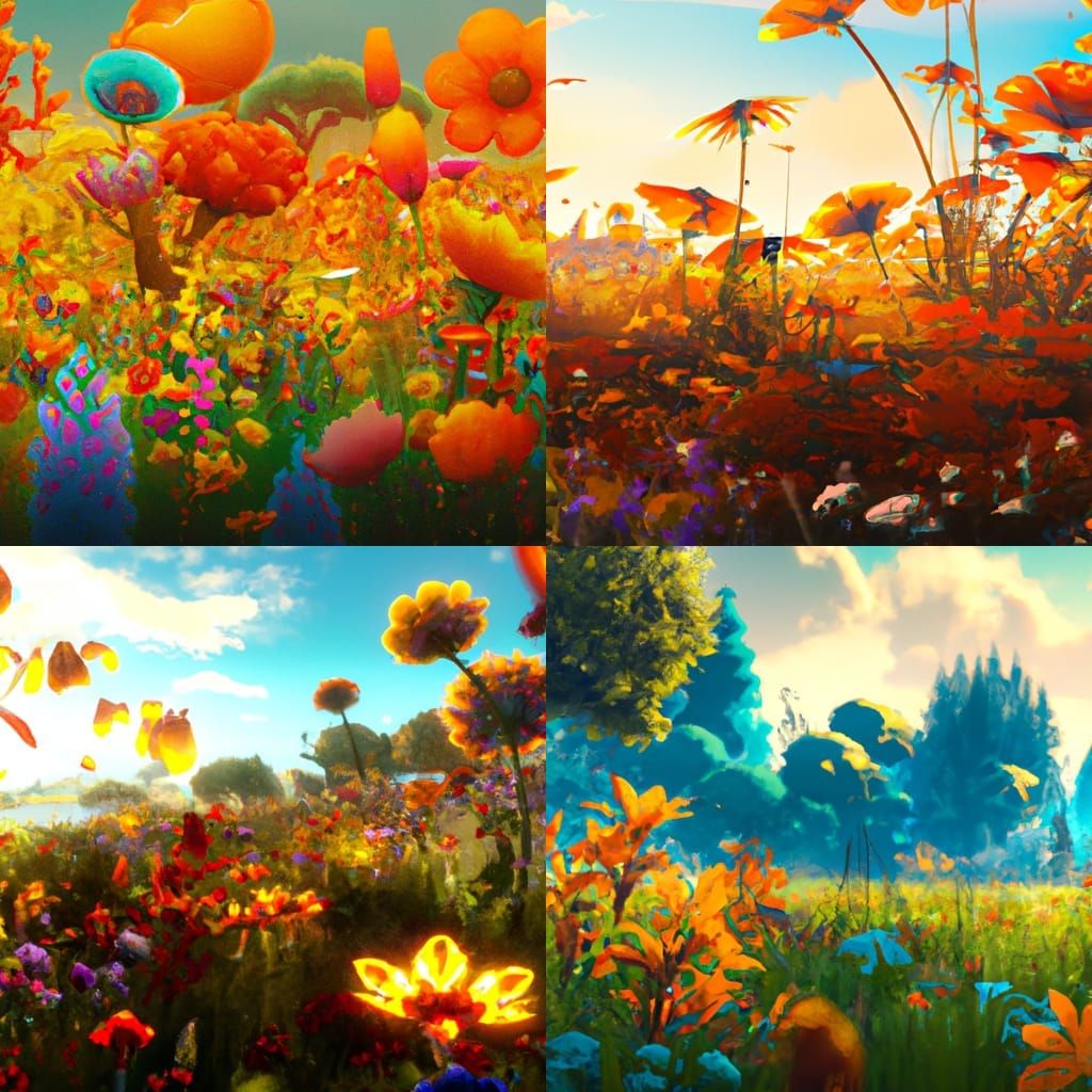Hyperdetailed Flower Meadow Concept Art