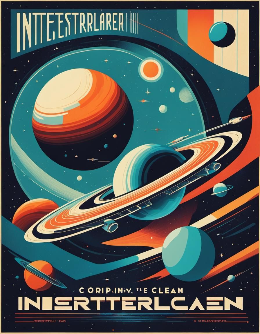 Retro-Futuristic Poster Promoting Interstellar Travel