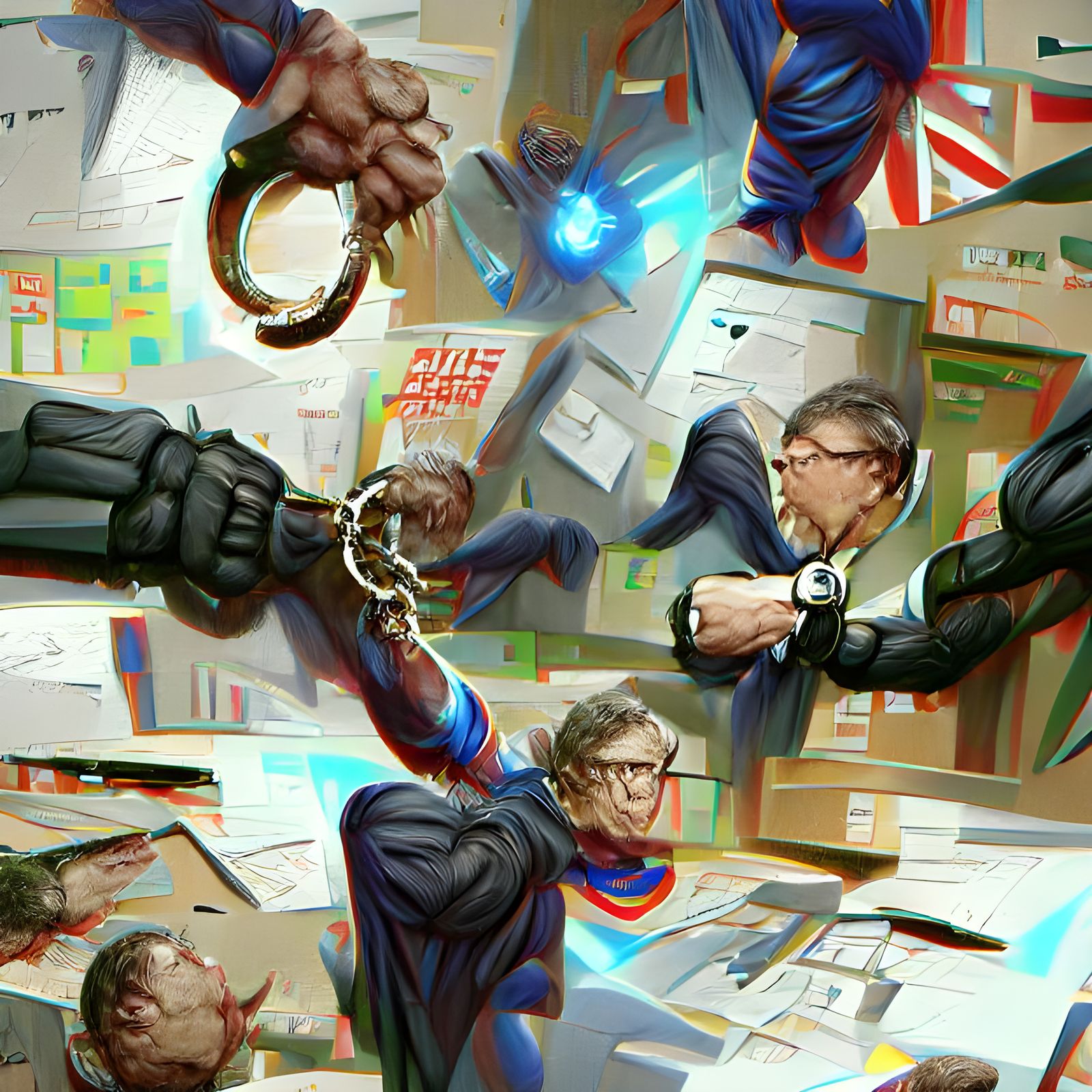 Arrest Scene: Man in Handcuffs, Comic Book Style