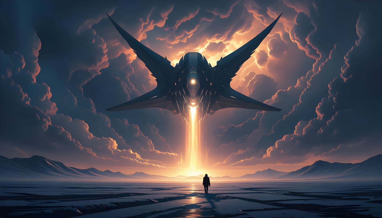 Winged Spacecraft Emerges from Winter Storm