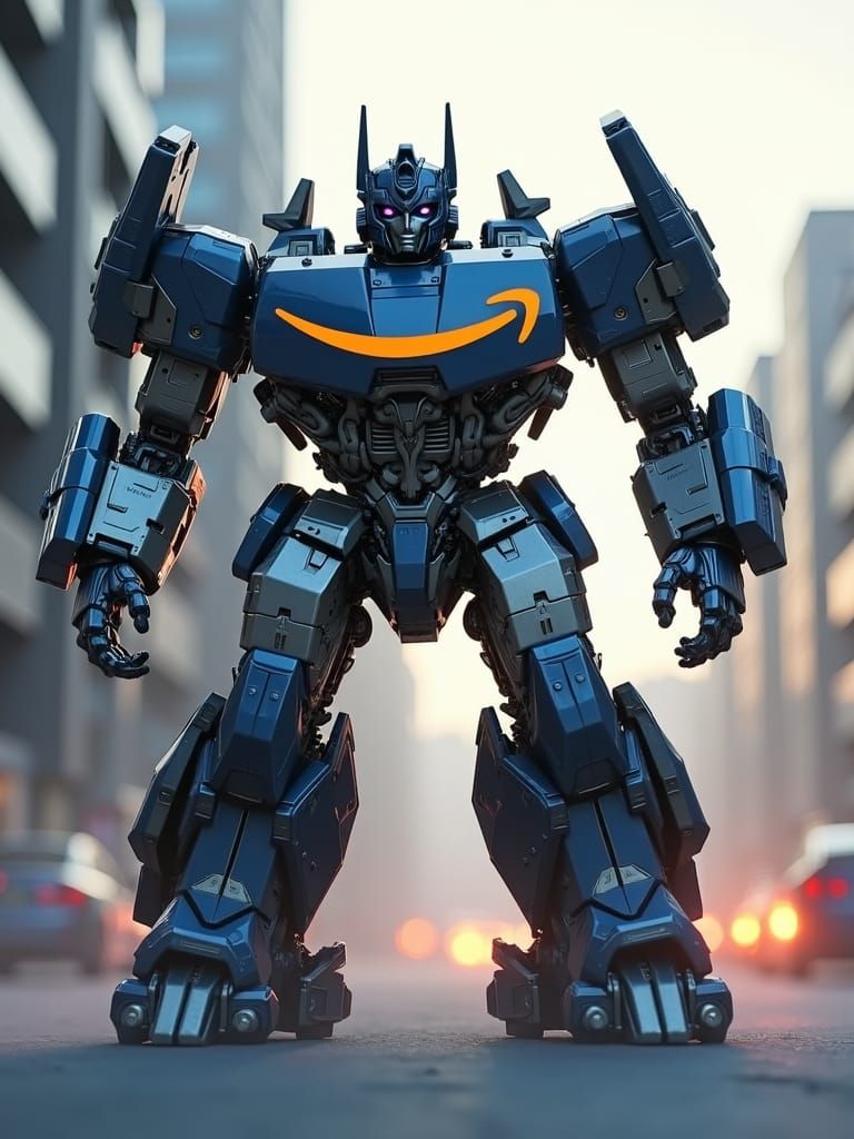 Amazon Van Transformer Landing: Sci-Fi Concept Art