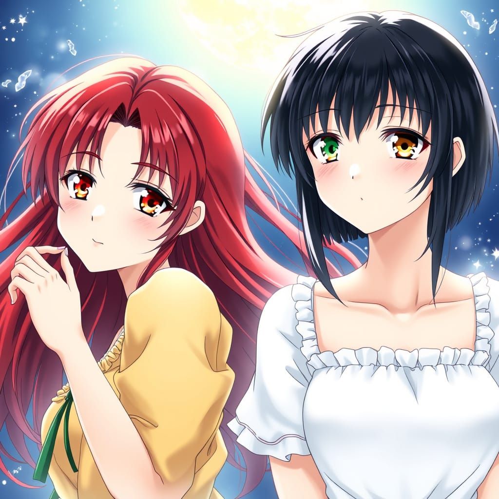 Two Friends Bask in Moonlit Serenity