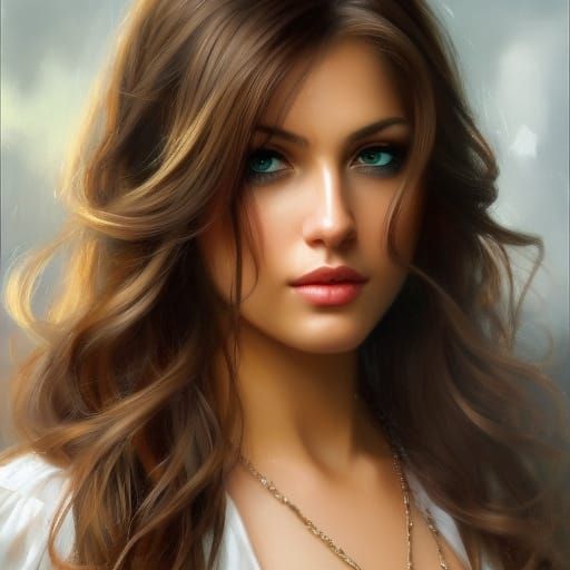 Beautiful Woman in Silver Suit, Hyperdetailed Digital Portra...