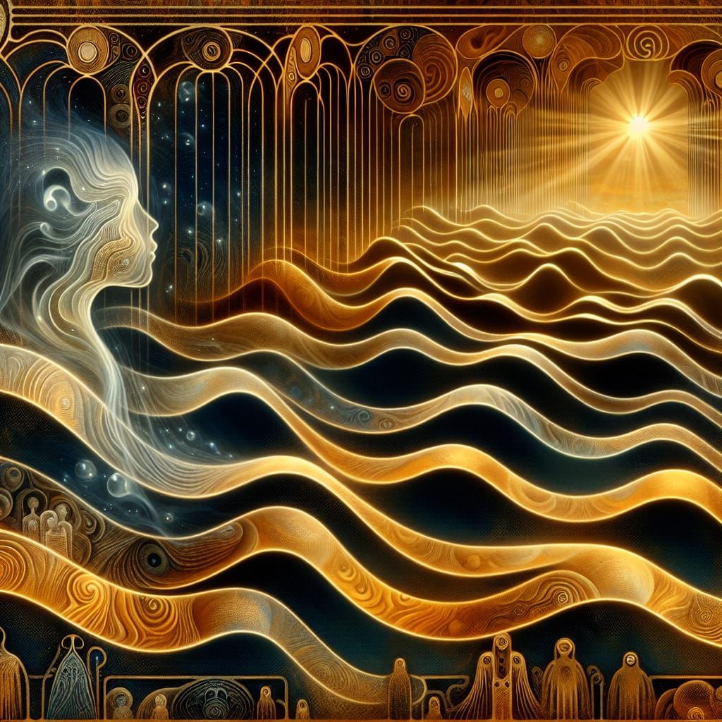 Luminescent Dust Waves in Art Nouveau Style