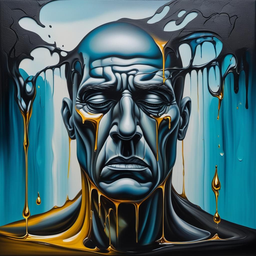Surreal Man of Feelings in Oil on Canvas