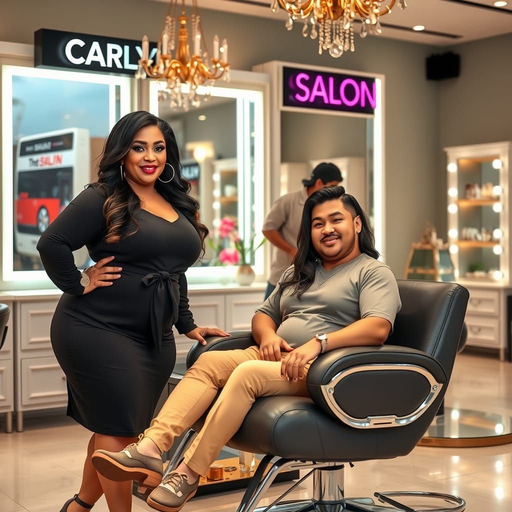 Salon Scene with Curvy Models