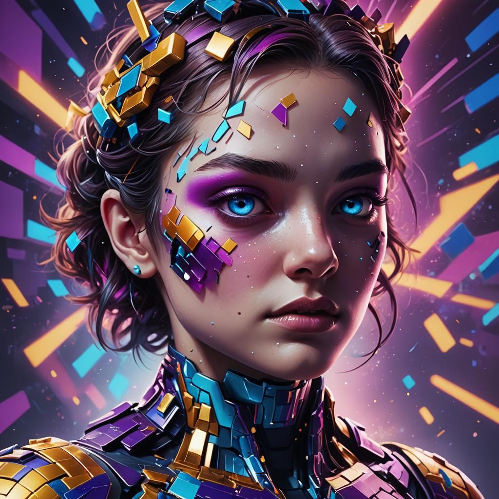 Hyperrealistic Space Invader Concept Art in Cyberpunk Style