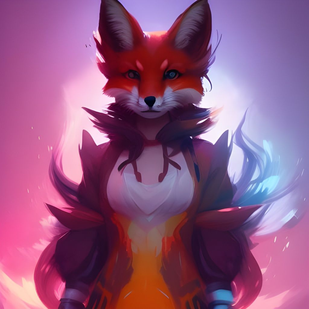 Chibi Kitsune Girl Portrait in Digital Art Style