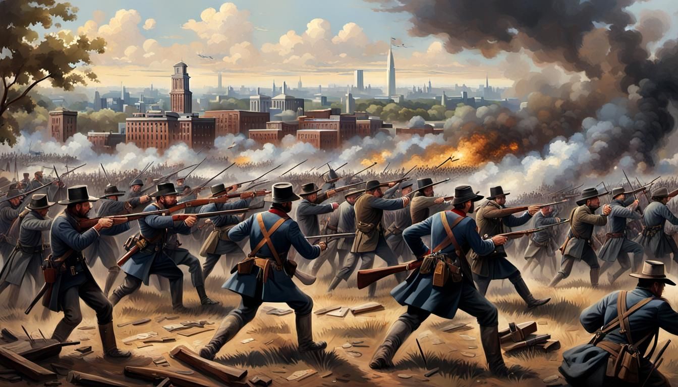 American Civil War Battle Scene in Cinematic Painting Style