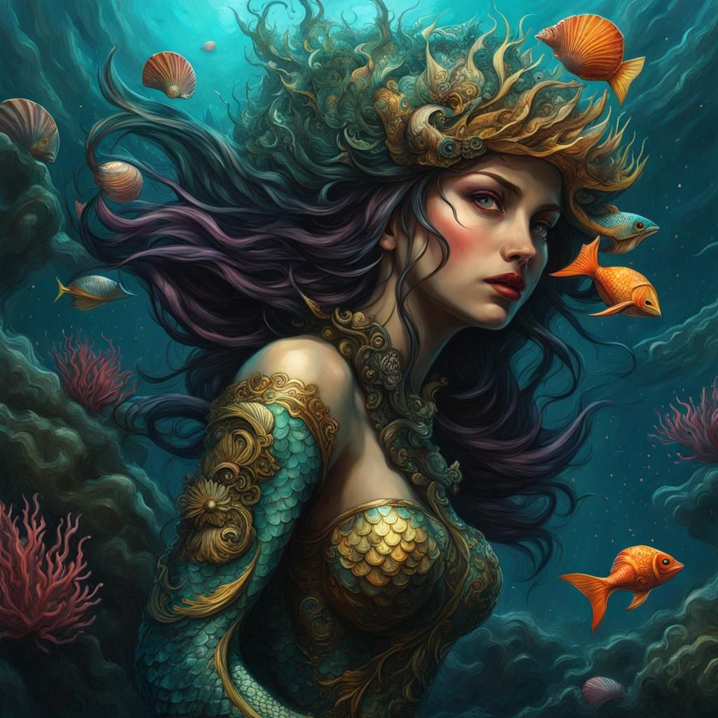 Angsty Mermaid in Dystopian Hopepunk Style