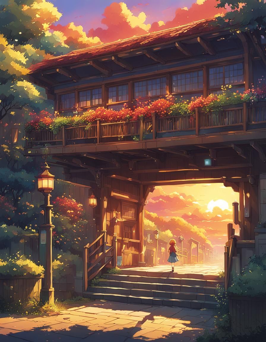 Sunset Shimmer in Studio Ghibli Anime Style