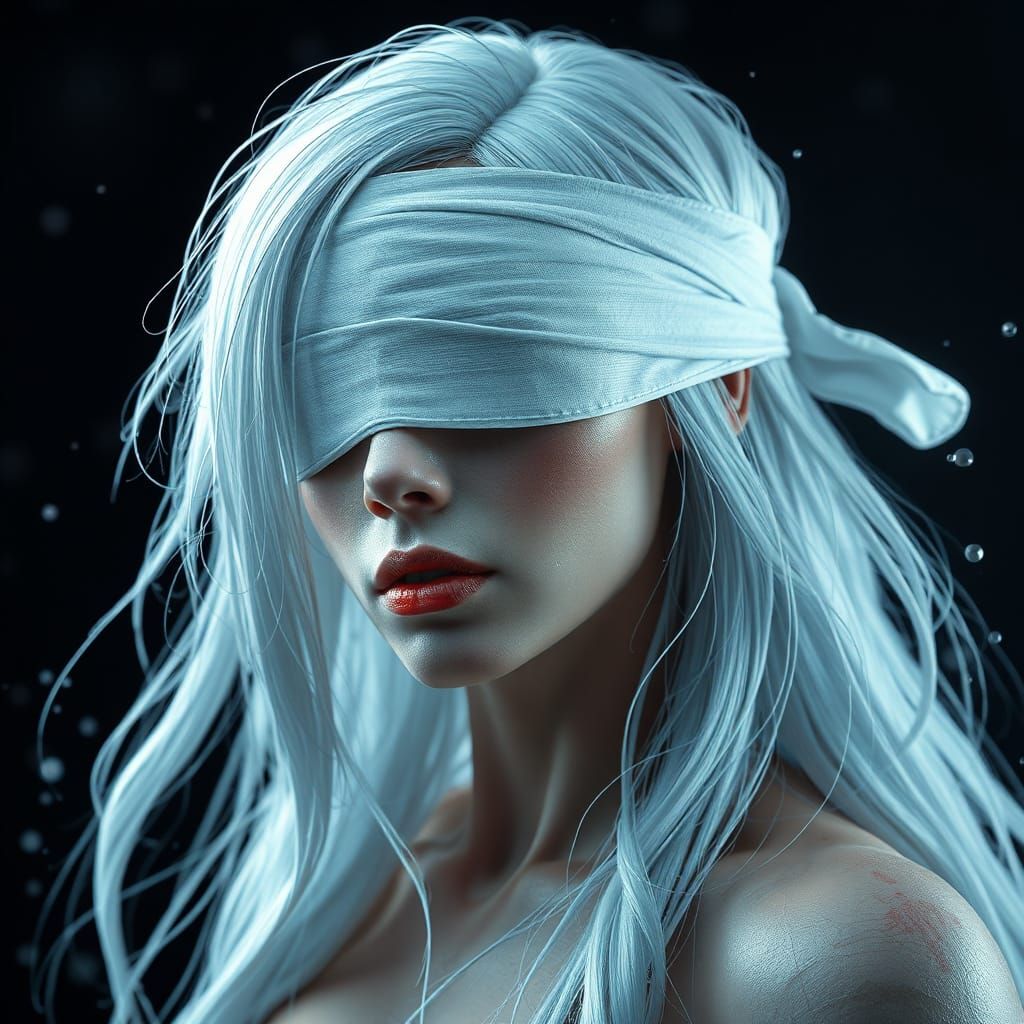 Mystical Siren with White Hair, Fantasy Art
